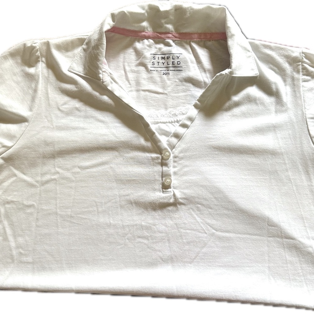 Girls White Lace Trim Shirt - Simply Styled | Size 20.5 - Picture 6 of 8